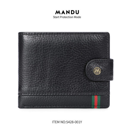 Black Genuine Leather Men's Thin Cowhide Wallet