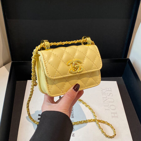 Yellow Light Luxury Rhombic Armpit Bag